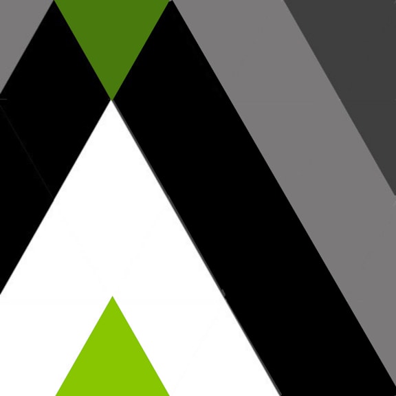 A geometric pattern with triangles in black, white, and green.