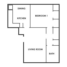  Floor Plan 1 Bedroom, 1 Bathroom