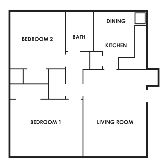  Floor Plan 2 Bedroom, 1 Bathroom