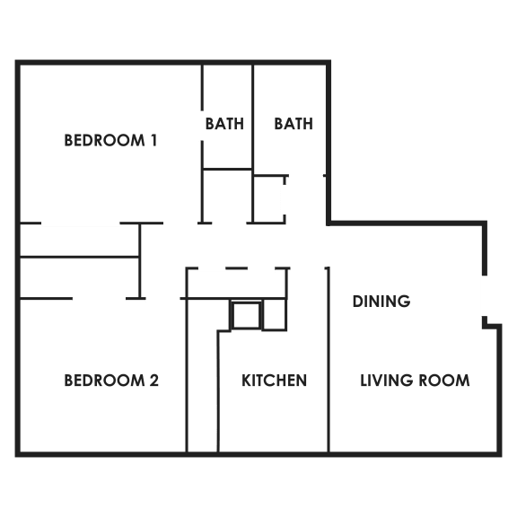  Floor Plan 2 Bedroom, 1.5 Bathroom