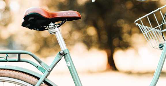 a bike parked in front of a tree