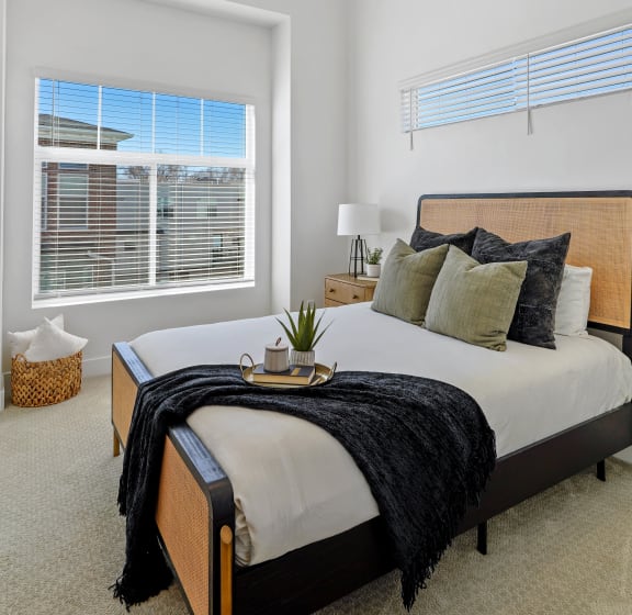 Beautiful Bright Bedroom With Wide Windows at Current by Lotus, Utah