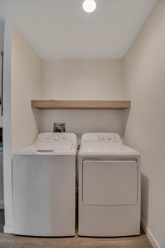 a washer and dryer in a laundry room