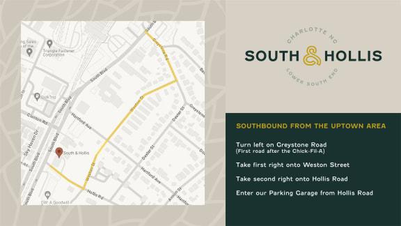 a screenshot of a map of south hollis with a description of the area  at South and Hollis, Charlotte, NC, 28209