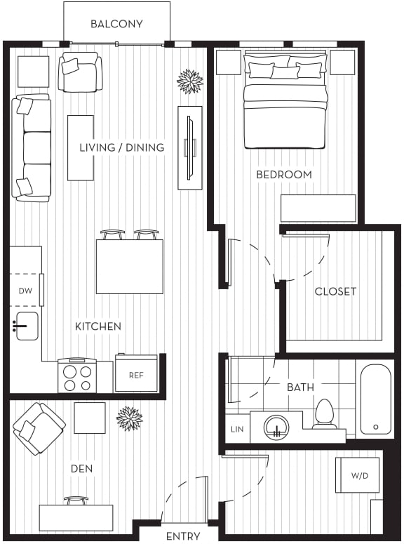 LUX Apartments 1D 1L Floor Plan