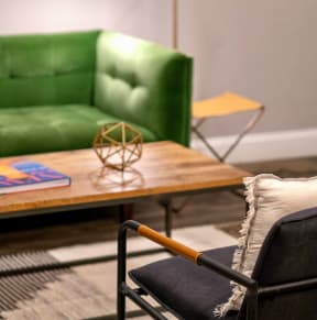 coffee table with sofa and chair