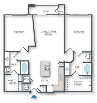 Floor Plan  Palm A  2 bed 2 bath with patio