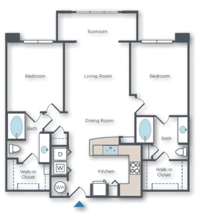 Floor Plan  Daisy B 2 bed 2 bath with sunroom