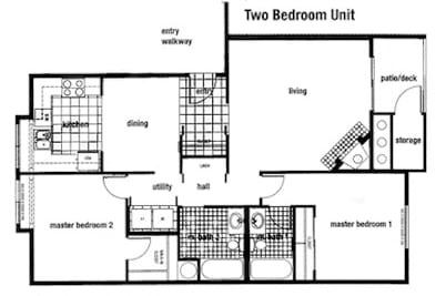 Floor Plan  Two Bedroom,&#xA0;Two Bathroom