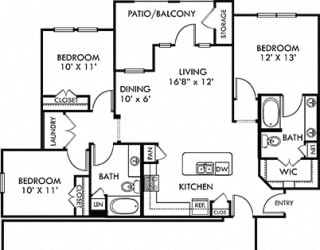 Rio Grande with Attached Garage. 3 bedroom apartment. Kitchen with island open to living/dinning rooms. 2 full bathrooms, double vanity in master. Walk-in closets. Patio/balcony.