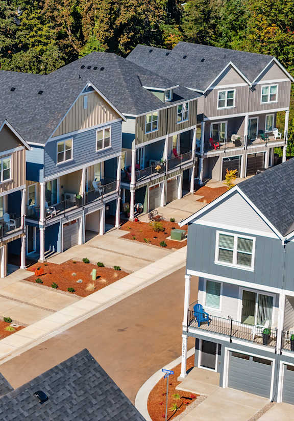 Aerial Exterior View at Holmes Park Townhomes, Oregon City, OR, 97045