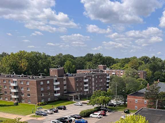 an aerial view of an apartment complex in a city at Huntington Green Apartments, University Heights, OH, 44118