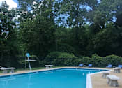 Thumbnail 14 of 14 - A pool with a diving board and a metal ladder.