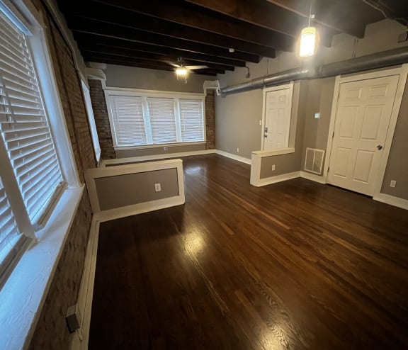 Living room with hard wood floor
