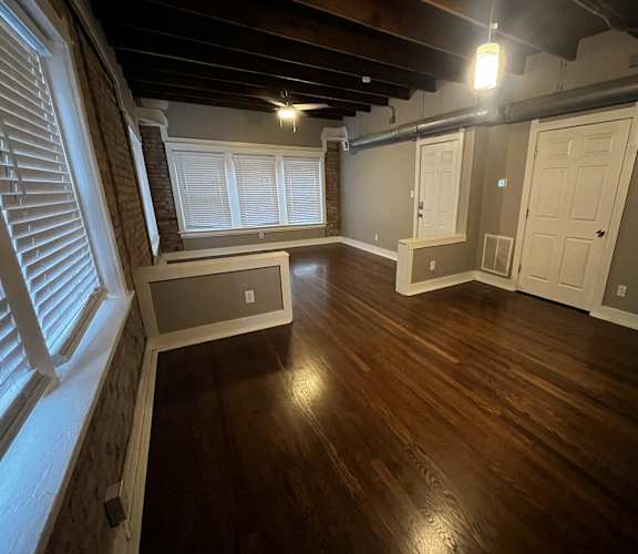 Living room with hard wood floor