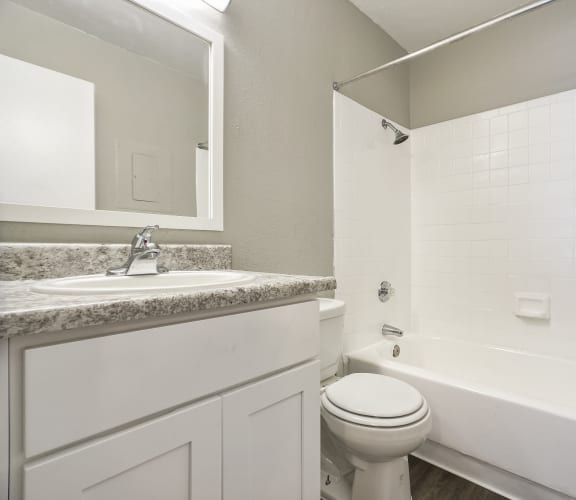 a bathroom with a sink and a toilet and a tub at Valencia Park, Phoenix, AZ, 85008