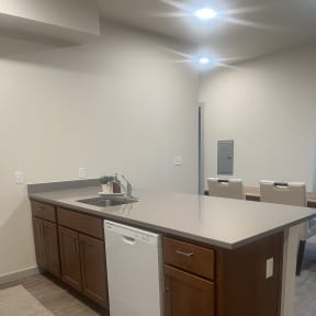 a view of the kitchen in a new home