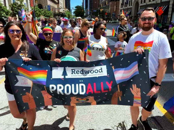 Marching in the Cleveland Pride Parade