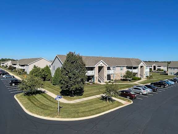 an aerial view of several houses in a parking lot  at Hawthorne Properties in Lafayette, IN 47905