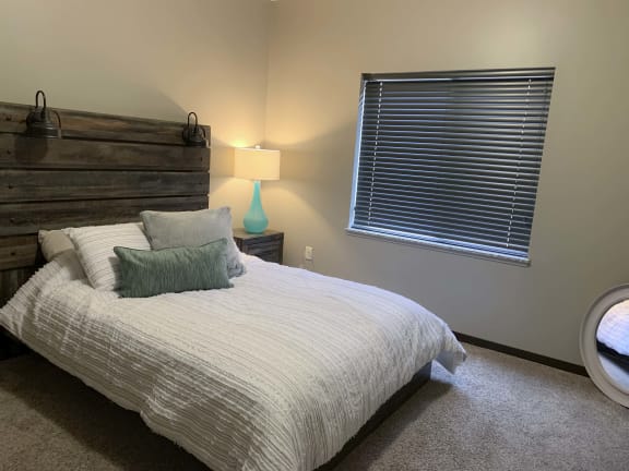 Spacious bedroom in a Harper three bedroom floor plan apartment at North Point Villas in Lincoln Ne