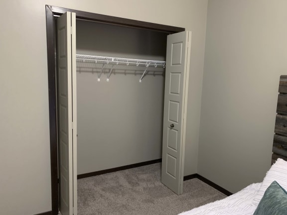 Large closets in the bedroom in a Harper three bedroom floor plan