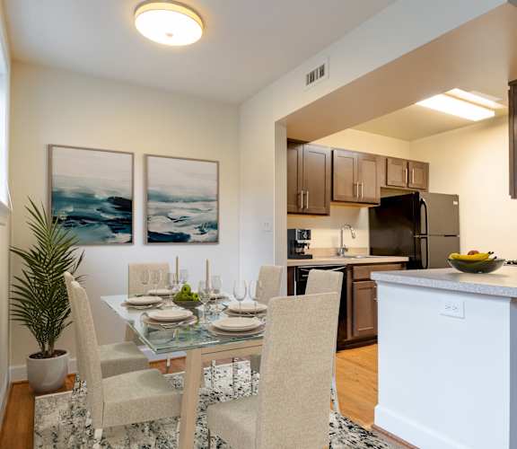 Apartment dining room and kitchen-Clarendon Court Apartments, Arlington, VA