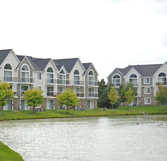 Apartment building with lake view at Westlake Apartments, Belleville
