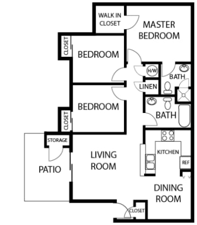 Floor Plan  3X2 floor plan at VIZCAYA APARTMENTS, SANTA MARIA California