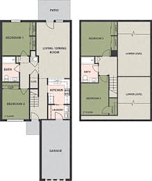  Floor Plan 4-Bedroom, 2-Bath