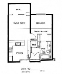  Floor Plan 1 bedroom 1 bathroom