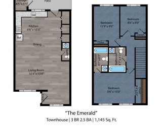 3 bed 2.5 bath A at Bayside Apartment Homes, Hilliard, Ohio