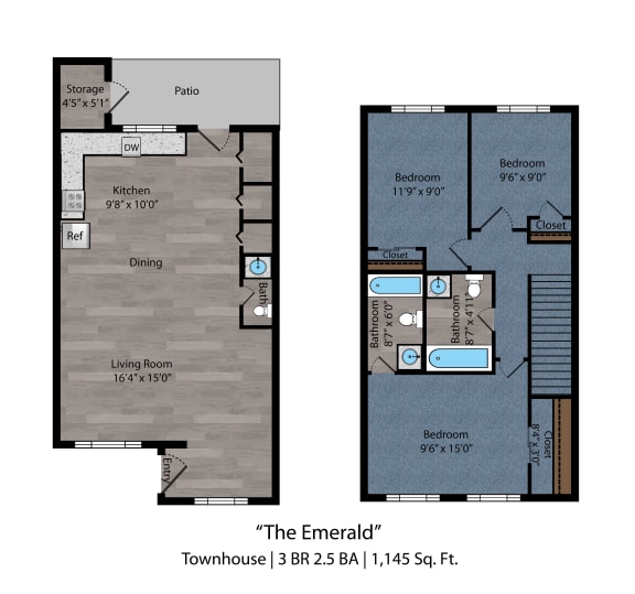 3 bed 2.5 bath A at Bayside Apartment Homes, Hilliard, Ohio