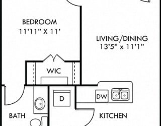 Trevino 1 bedroom apartment. Kitchen with bartop open to living room. 1 full bath. Large walk-in closet. Patio/balcony.