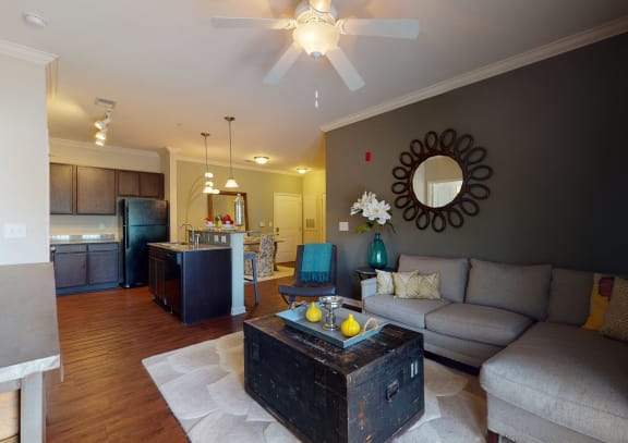 Model Living Area at The Heritage at Arlington Apartment Homes, Greenville, NC 27834