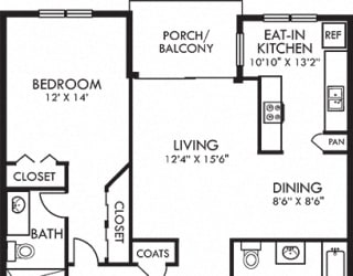 Brighton. 2 bedroom apartment. Kitchen with eating area. 2 full bathrooms, shower stall in master. Two closets in master. Patio/balcony.