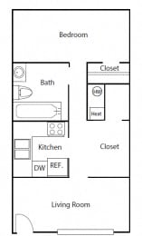  Floor Plan ONE BEDROOM (L)
