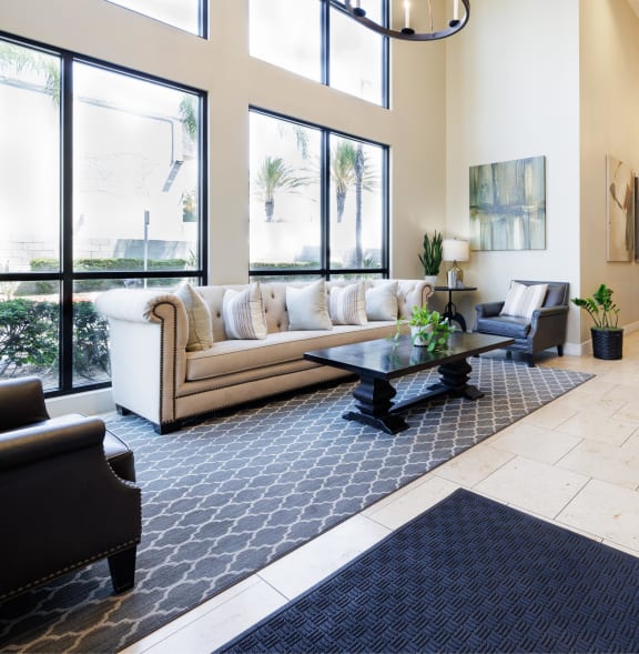 a living room with a couch and a coffee table