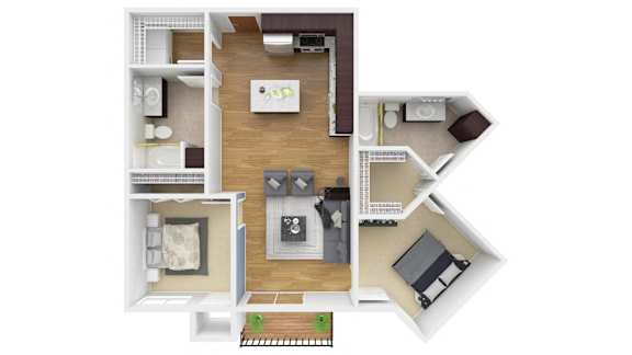 a floor plan of a home with a bedroom and a living room. Circle Pines, MN Lexington Lofts
