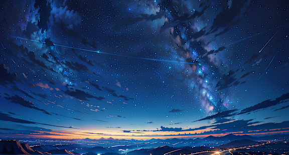 a starry night sky above the mountains wallpaper