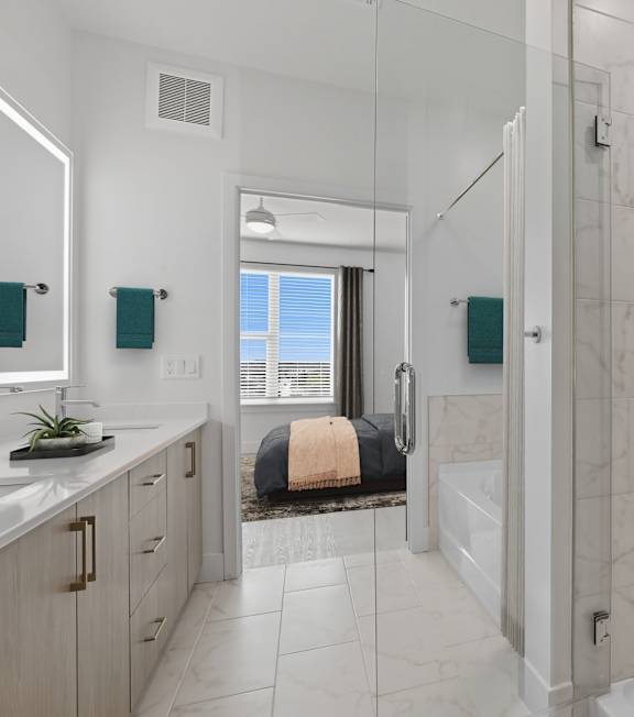 Glass enclosed shower at Station 316 Woburn MA