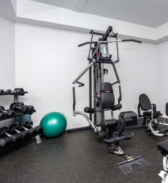 a gym with weights and other exercise equipment