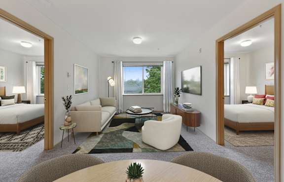 Living room at Lakewood Meadows Apartments in Lakewood WA