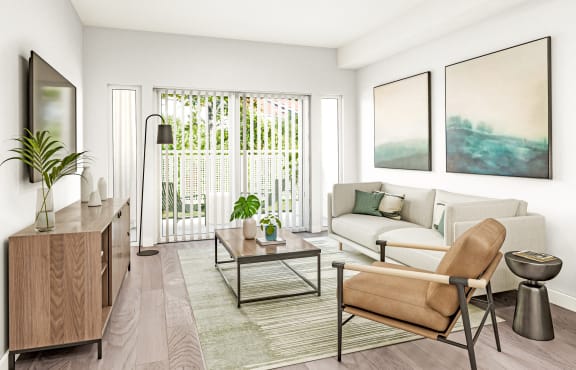 a living room with a couch and a coffee table