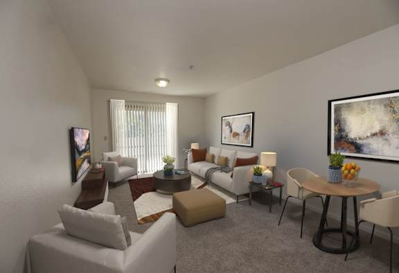 a living room with couches and chairs and a table at Campus Commons Senior Living, California, 95825