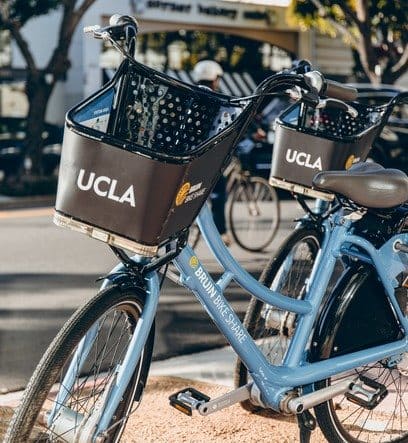 a bicycle with a basket on the front