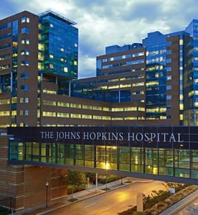 a large building with a sign that says the johns hopkins hospital