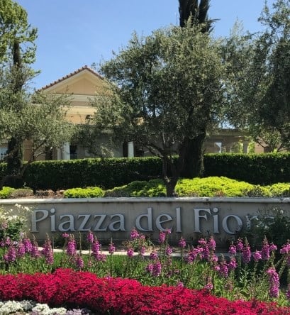 Tan sign in front of Piazza entrance, Le Provence at the Dominion