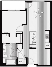 b1 – 1 Bedroom 1 Bath Floor Plan Layout – 743 Square Feet at Vida North Park, San Diego, CA