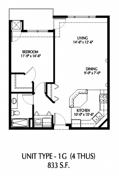 One Bedroom_Floor Plan at 808 Berry Place, Saint Paul Minnesota