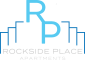 the logo for rockside place apartments with a row of stairs